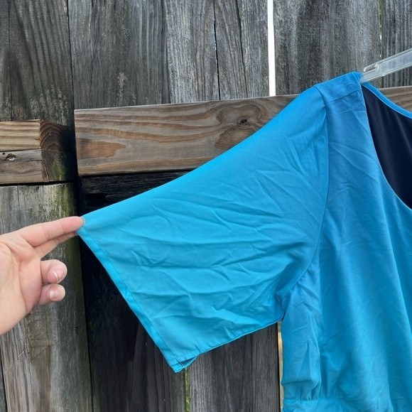 WAYWARD FANCIES eShakti Ombre Print Crepe Pleated Empire Maxi Dress 3X - Picture 4 of 8